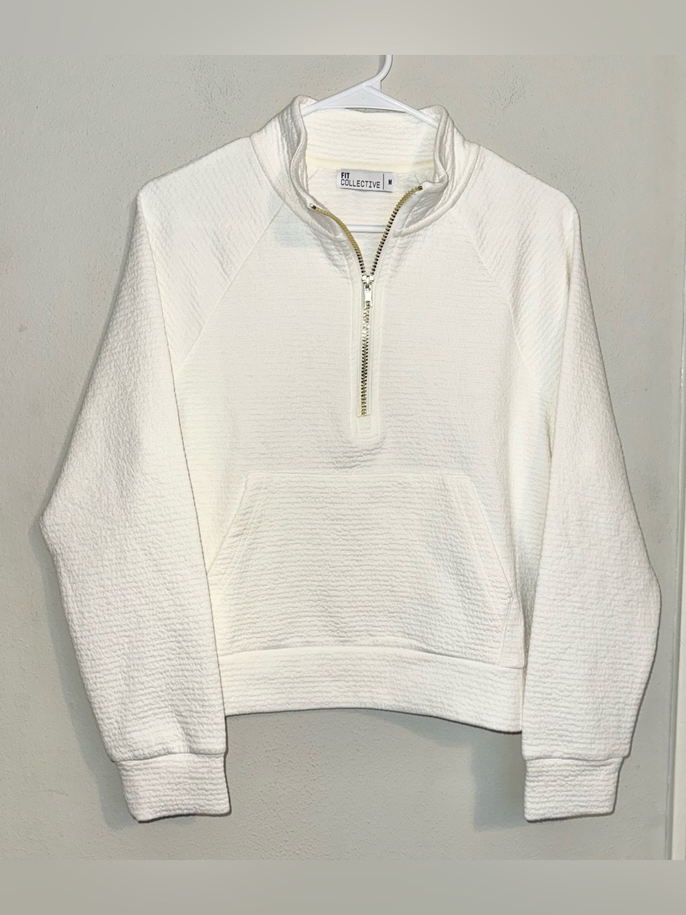 Fit Collective White Half-Zip Quilted Pullover Sweater